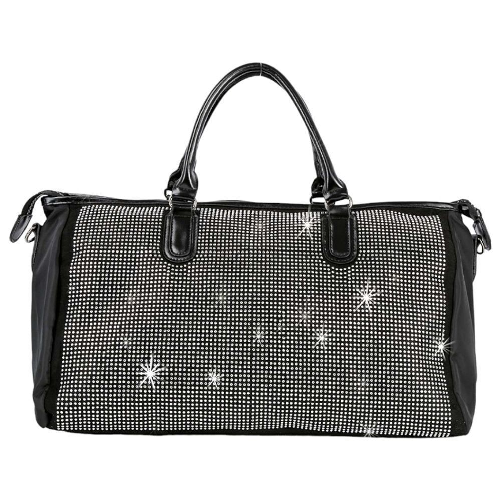 SALE Black Duffle Bag Silver Studded Travel Gym Bag Silver Bling Activewear - Picture 3 of 10